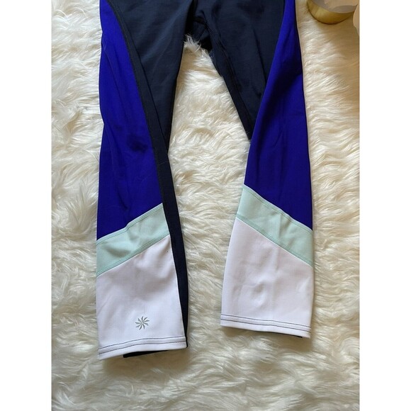 ATHLETA Lot Of 2  Gray and Pink & Blue And  White Yoga Workout Leggings Size XS - Picture 9 of 12